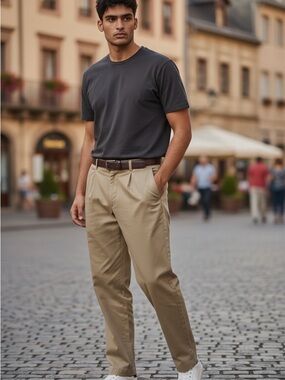 L.L. Bean Men's Pleated Dress Pants in Khaki